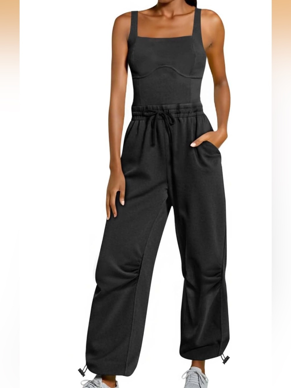 NWT Black Drawstring-Waist Wide Leg Jumpsuit